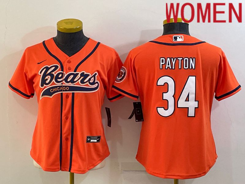 Women Chicago Bears #34 Payton Orange 2022 Nike Co branded NFL Jerseys->women nfl jersey->Women Jersey